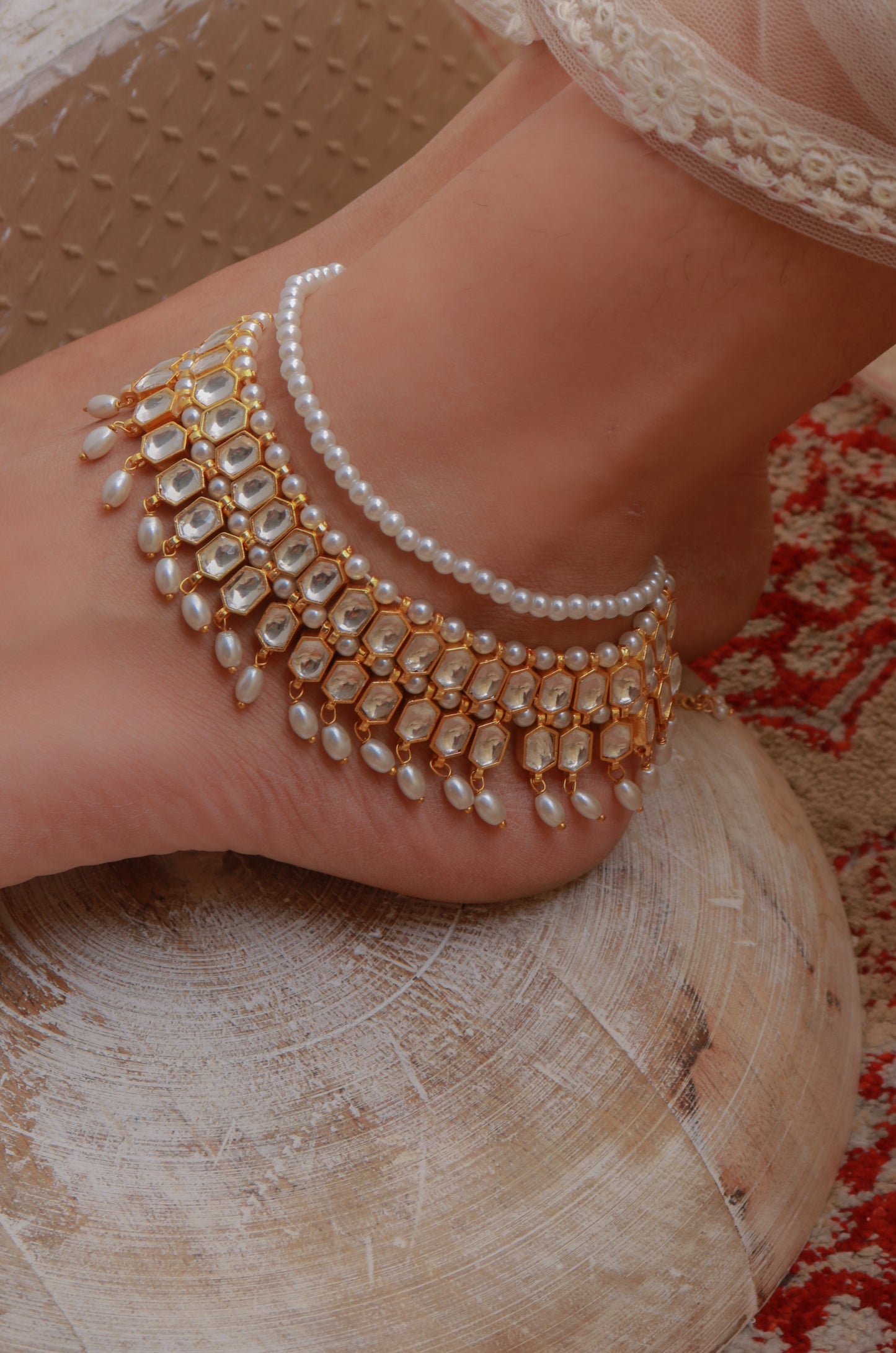 Safa Kundan Anklets