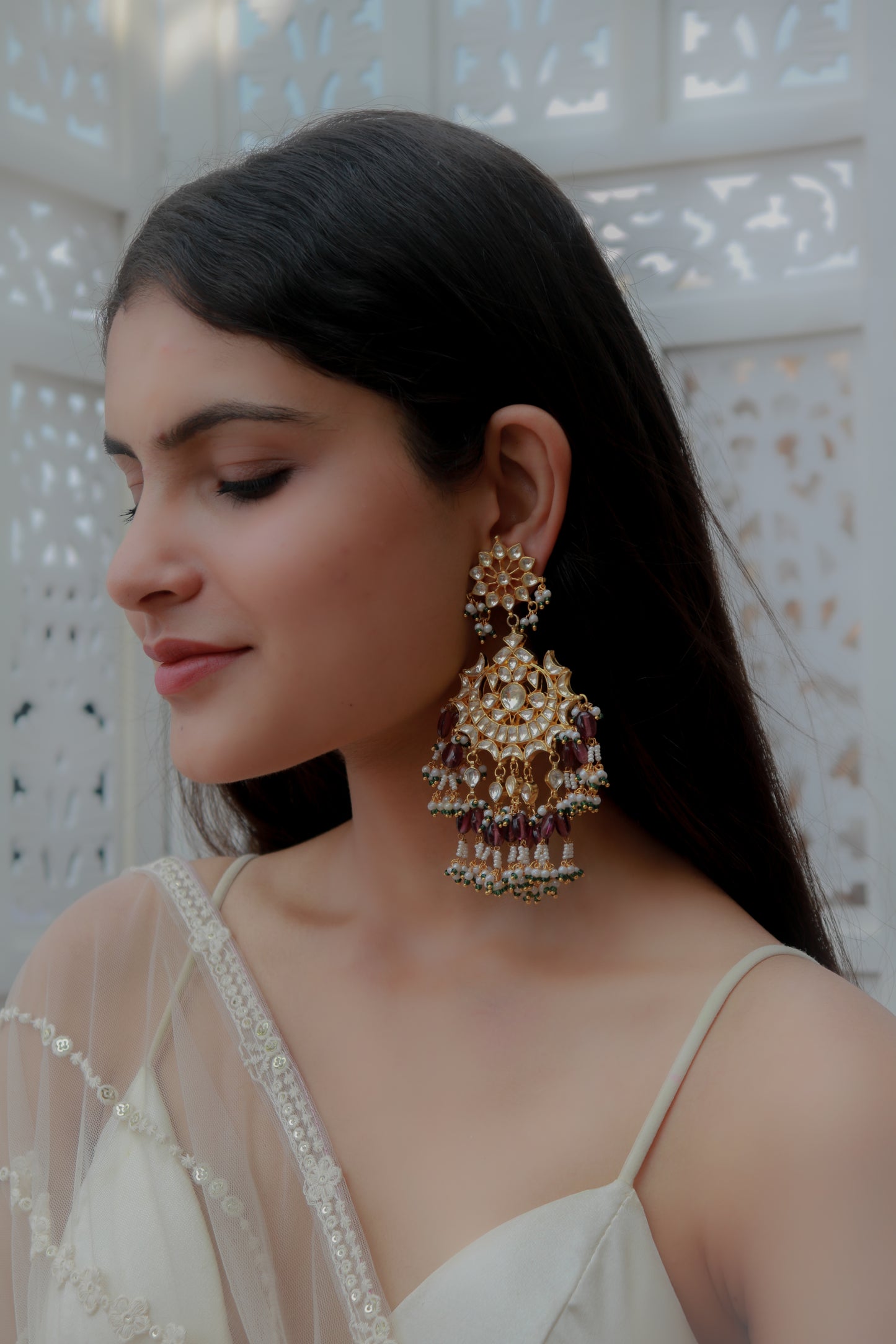 Netra Kundan Chandhbali Earrings