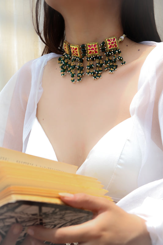 Irene Kundan Green Choker Necklace