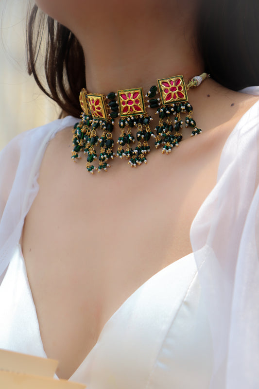 Irene Kundan Green Choker Necklace