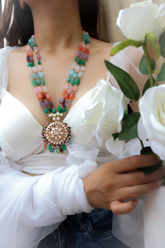 Miksha Multicolored Kundan Pendant Necklace