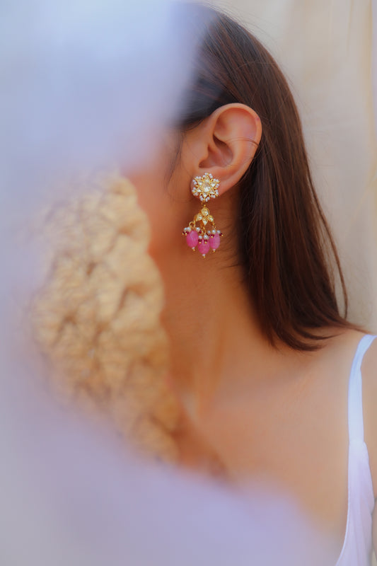 Prisha Pink Kundan Earrings