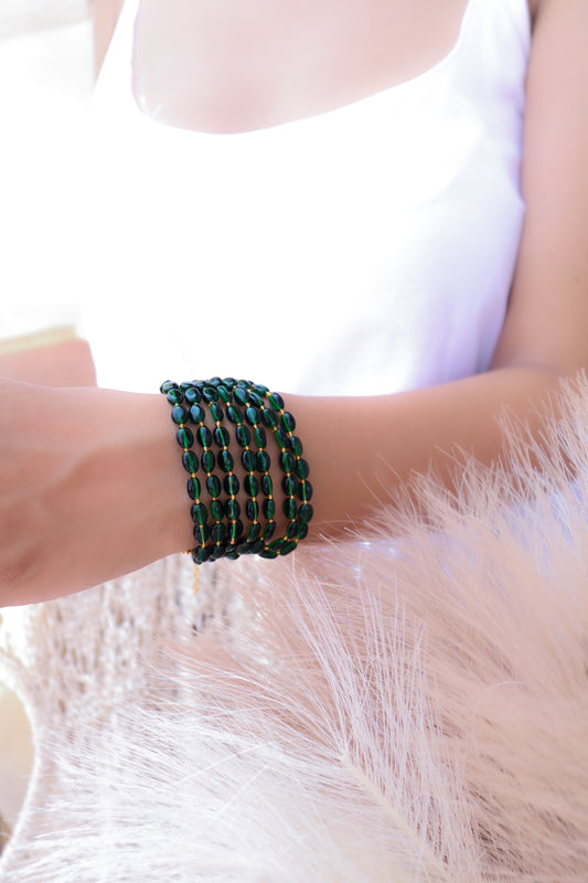 Agata Green Beads Bracelet