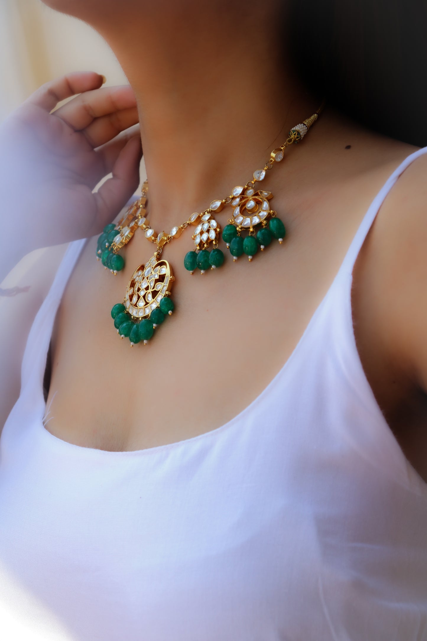 Ajnaa Green Kundan Necklace