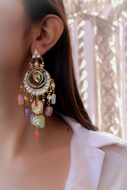 Mukh Multicolored Chandbali Earrings