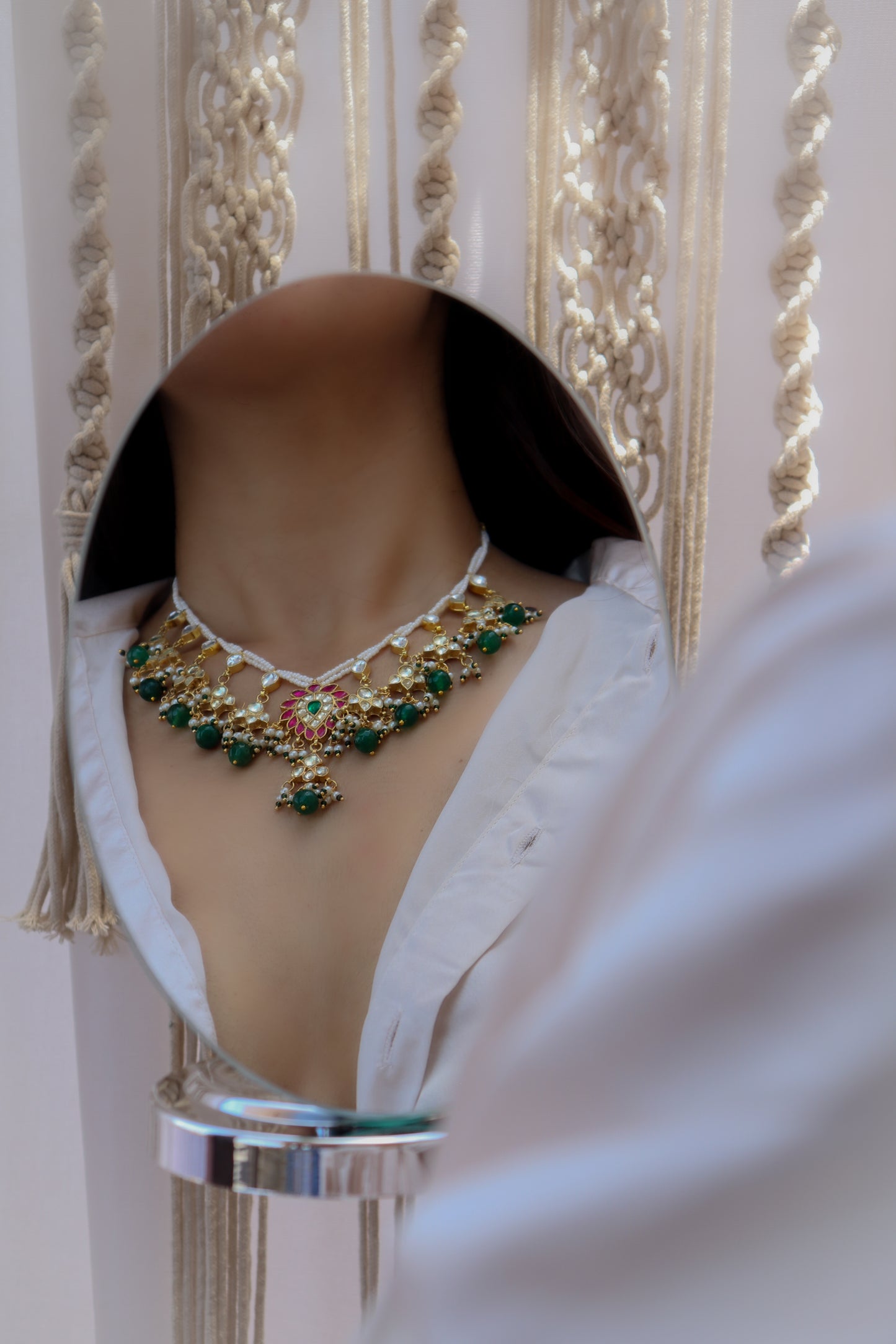Aminah Green Kundan Necklace