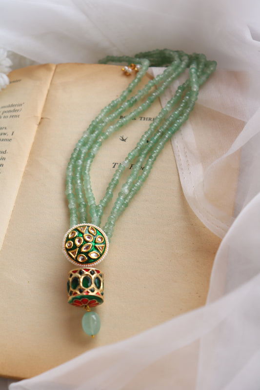 Sangam Green Meenakari Pendant Necklace