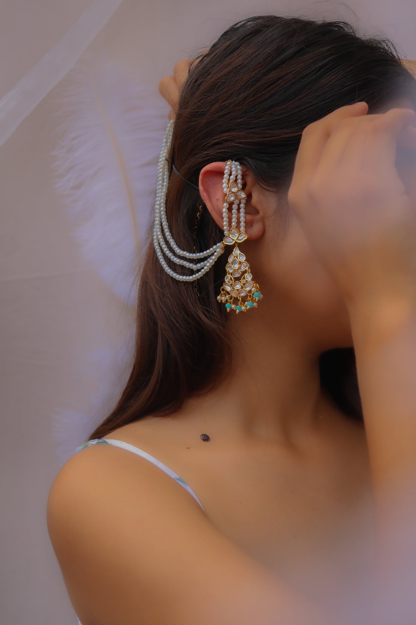 Mrigha Mint Kundan Earrings