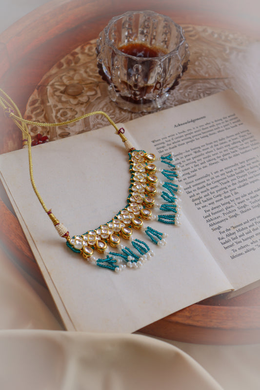 Diah Blue Kundan Choker Necklace