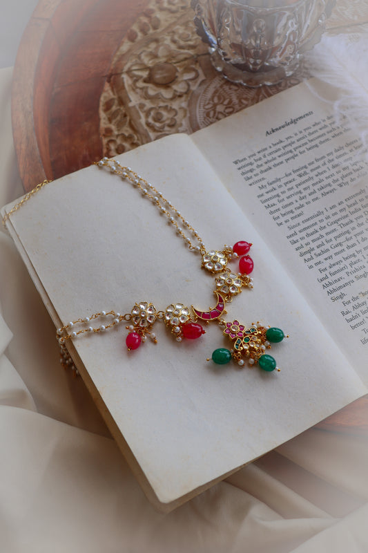 Dwijah Green Kundan Necklace