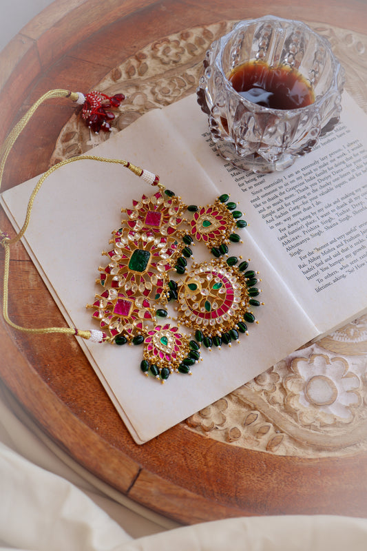 Milathi Red-Green Kundan Choker Necklace