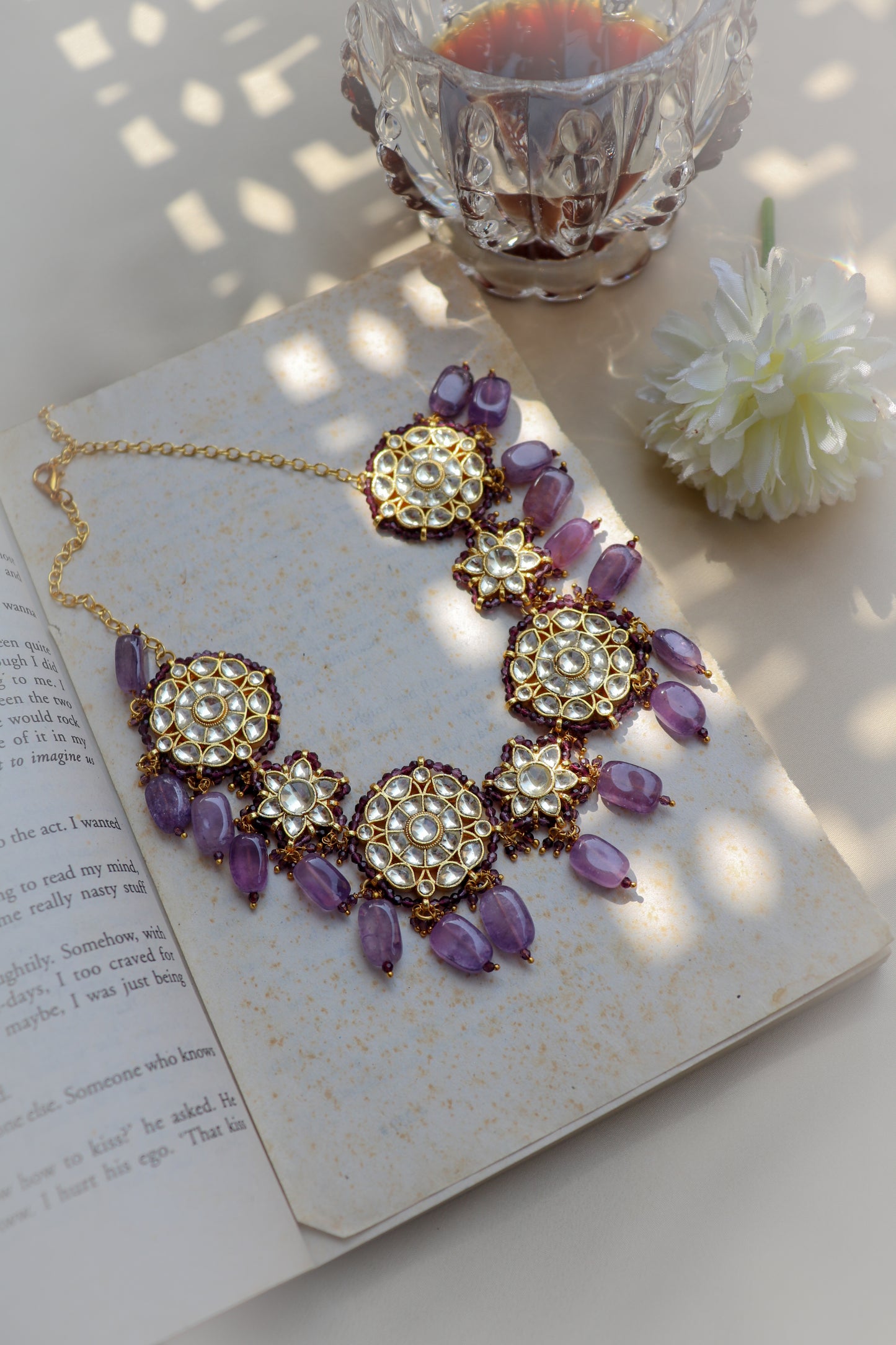 Ushan Purple Kundan Necklace
