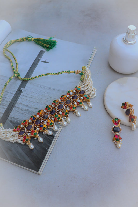 Hanifa Multicolored Choker Necklace Set
