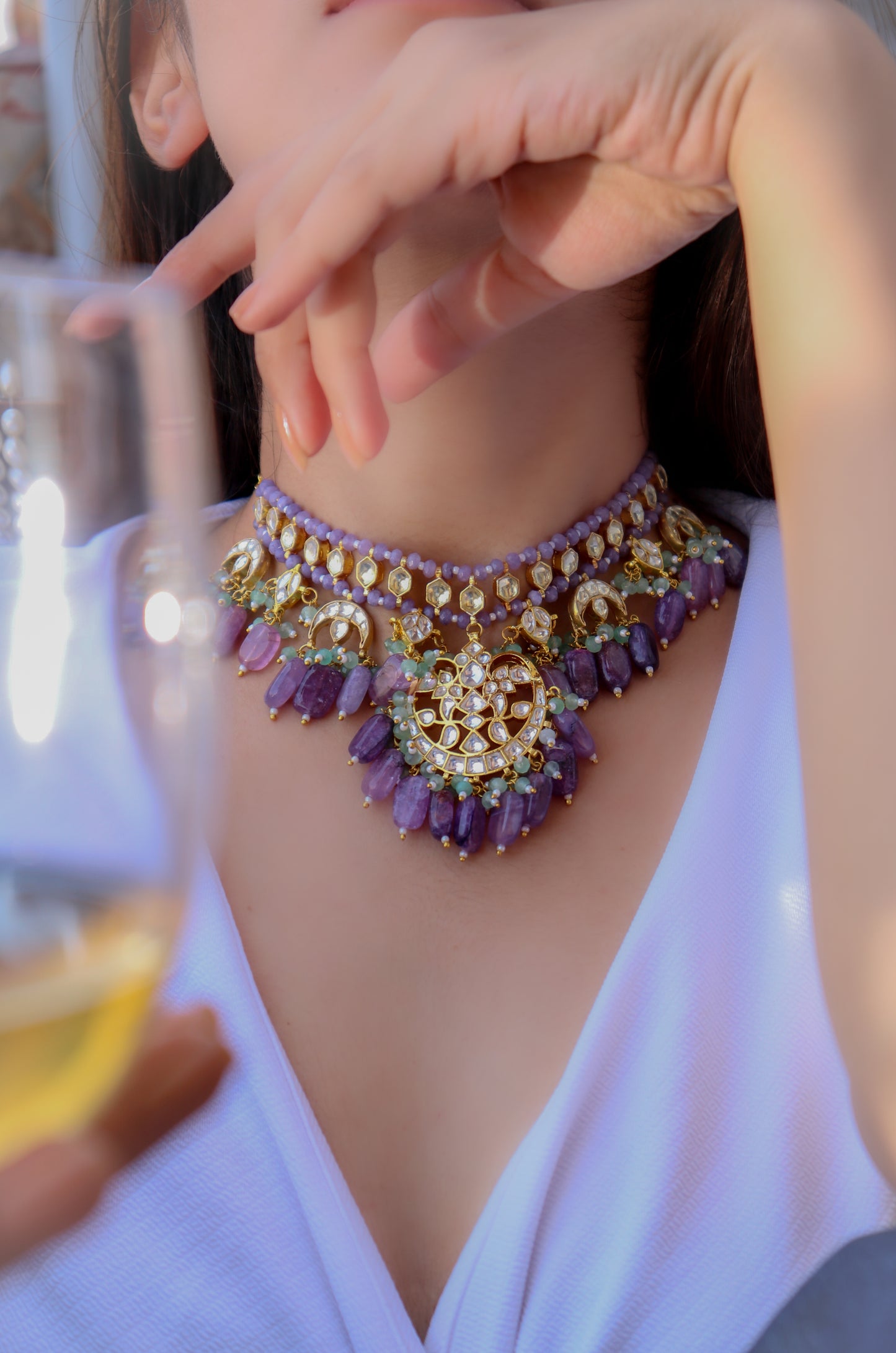 Alize Purple Kundan Necklace