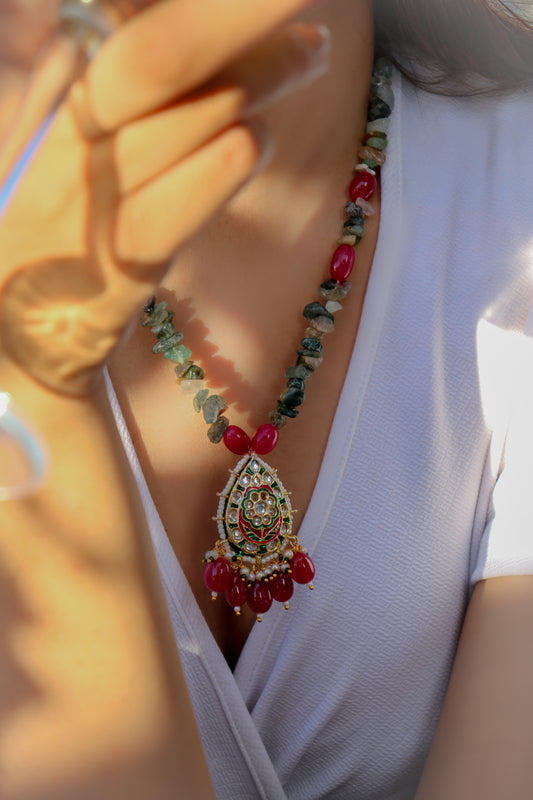 Rutuja Red-Green Pendant Necklace