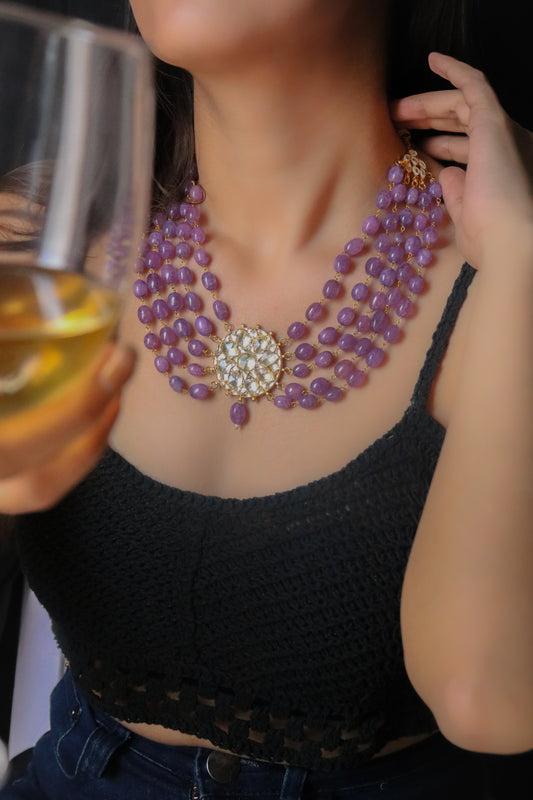 Fameez Kundan Purple Necklace