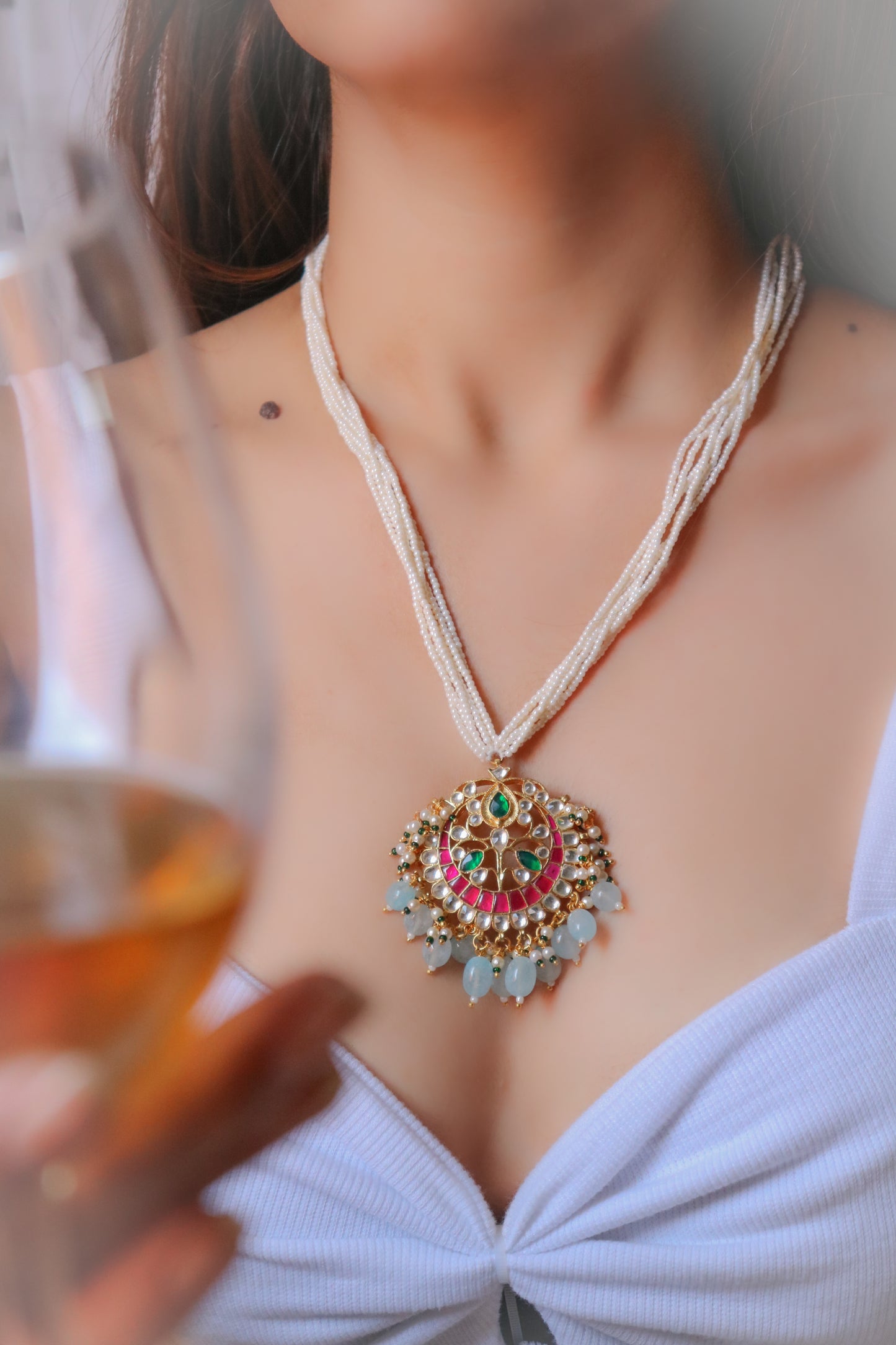 Anila Kundan Pendant Necklace