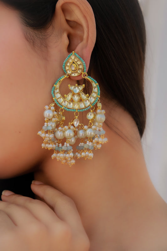 Tashi Turquoise Kundan Earrings