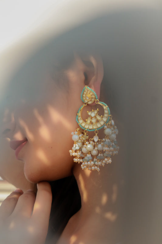 Tashi Turquoise Kundan Earrings