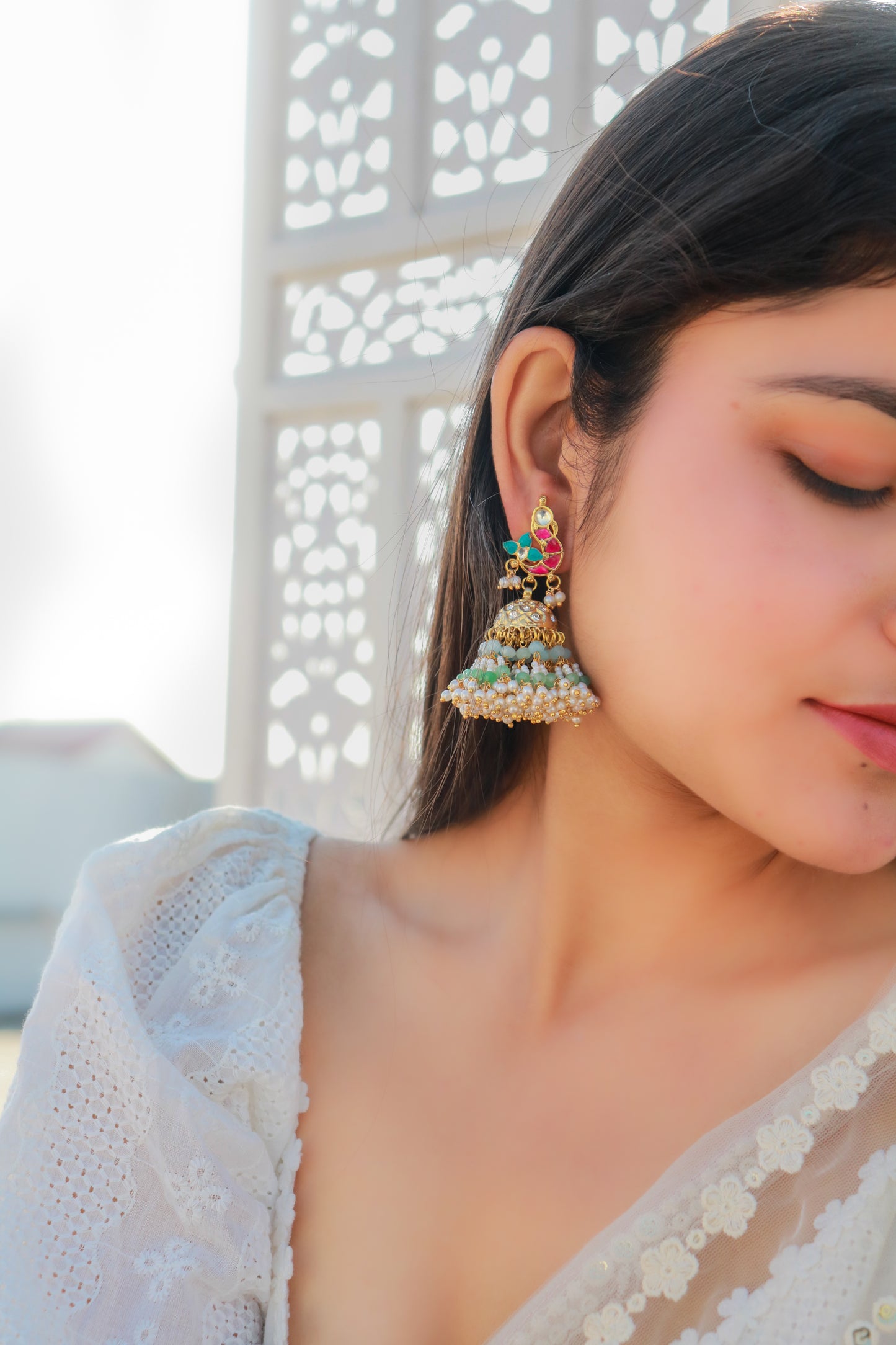 Alina Kundan Jhumka Earrings