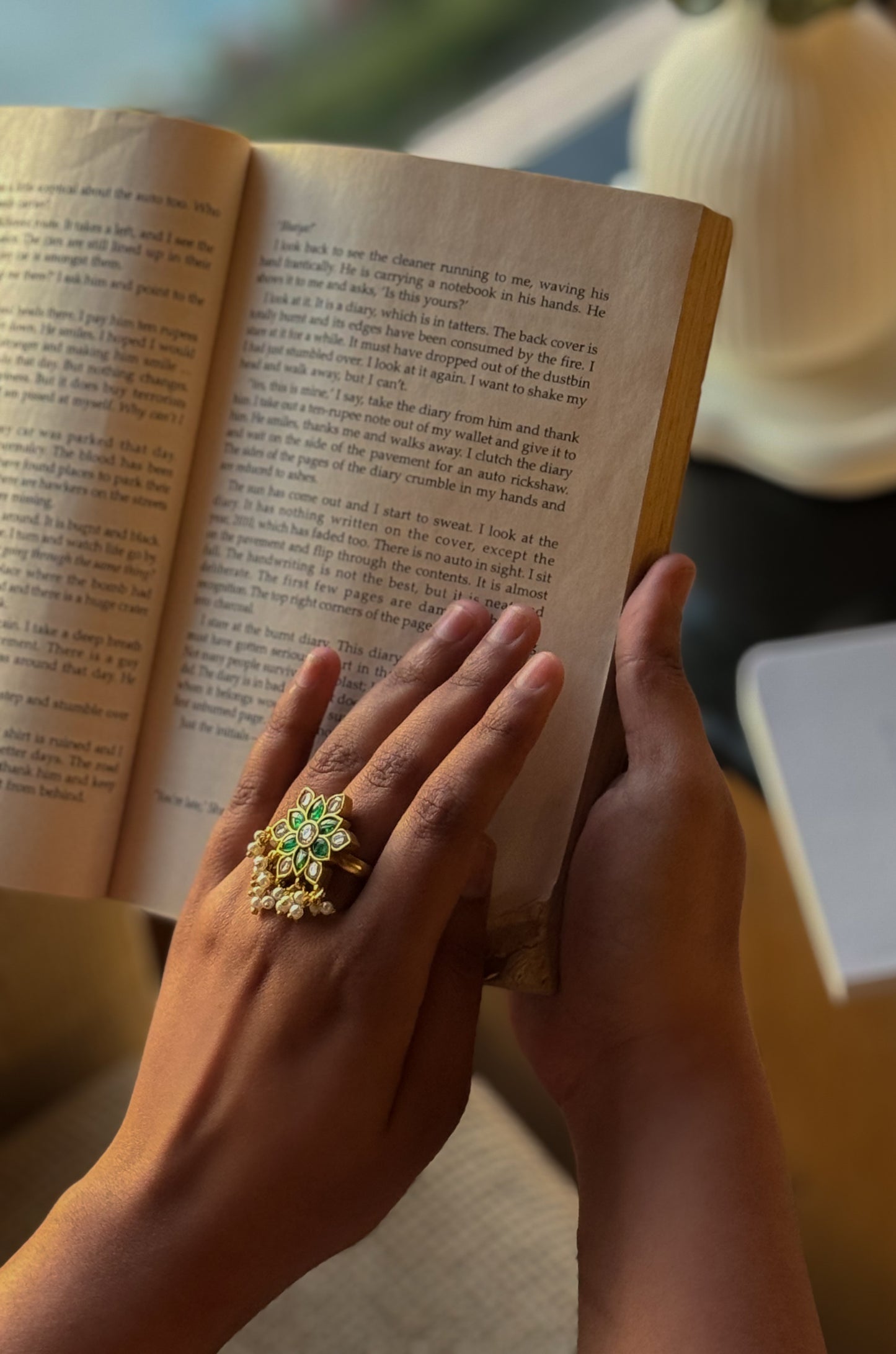 Dheera Green Kundan Ring