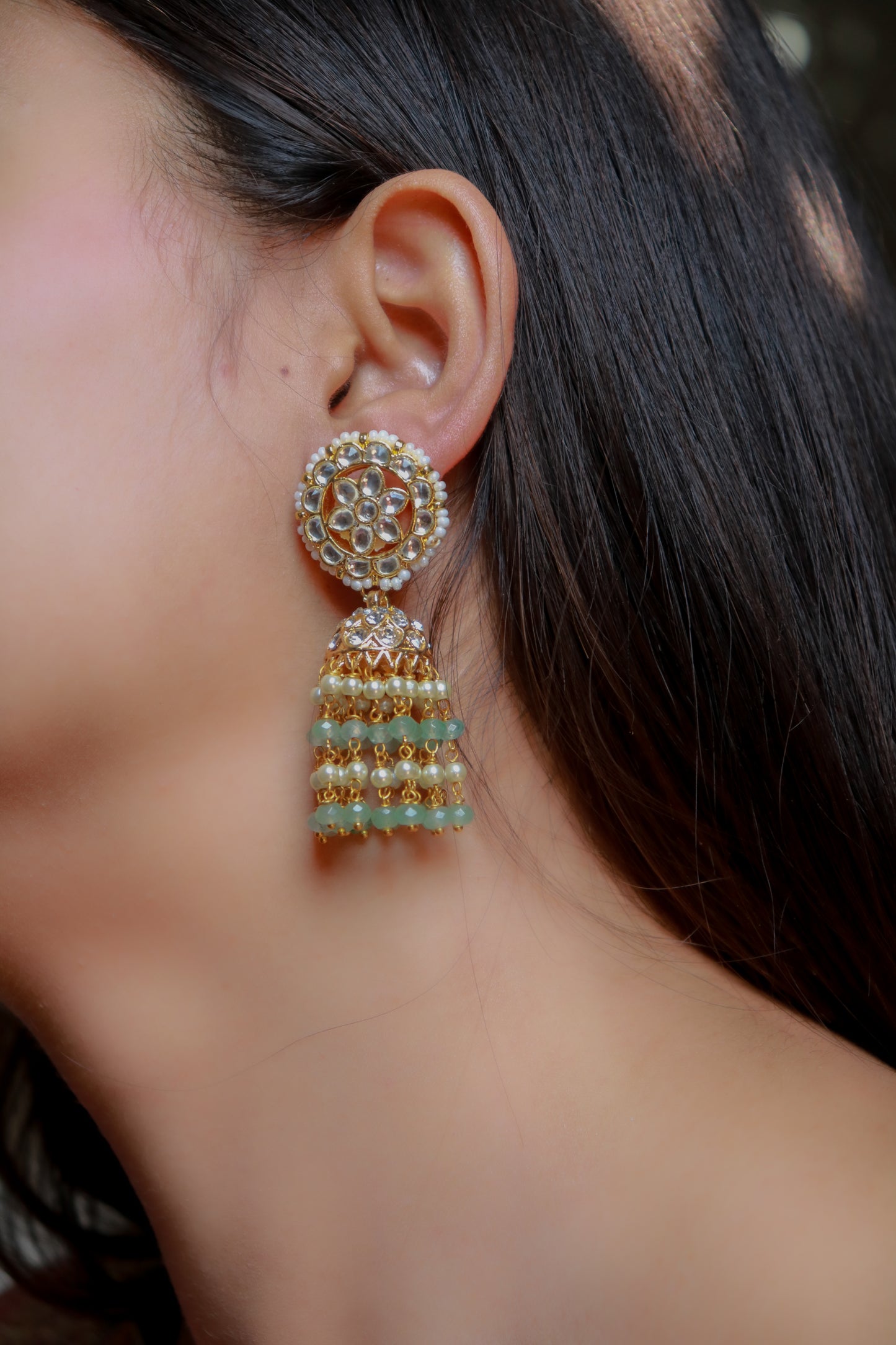 Nyaab Kundan Jhumka Earrings