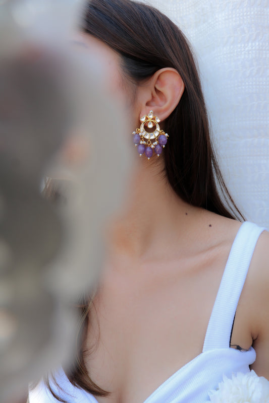 Zirha Purple Chandbali Earrings