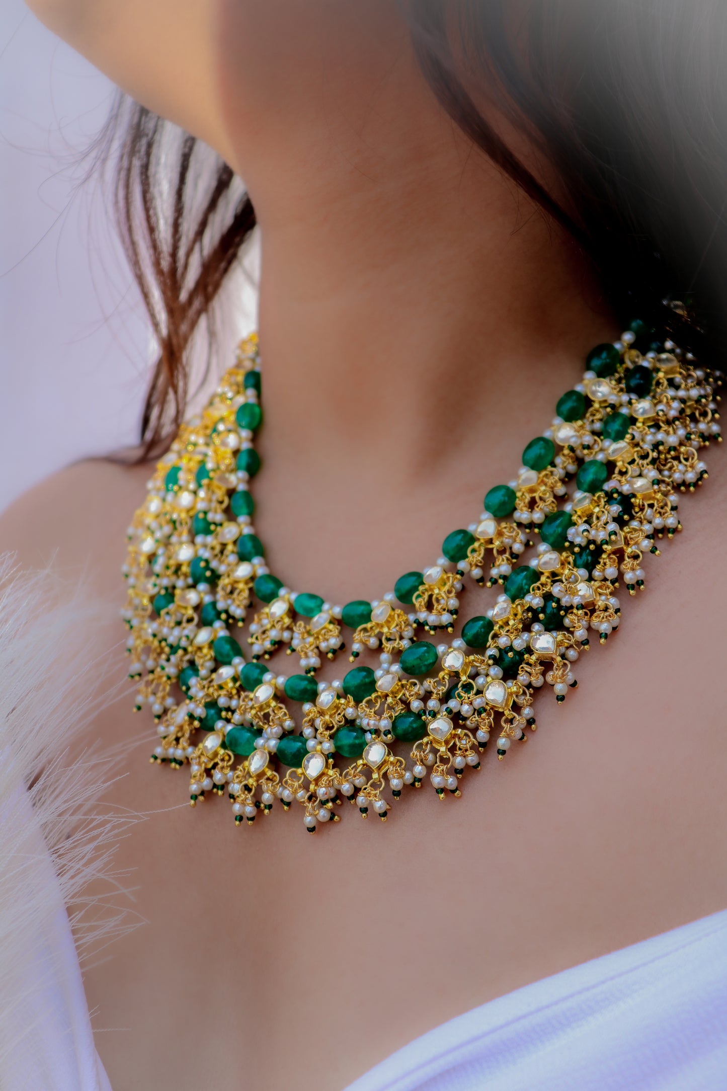 Saisha Green Multilayered Necklace