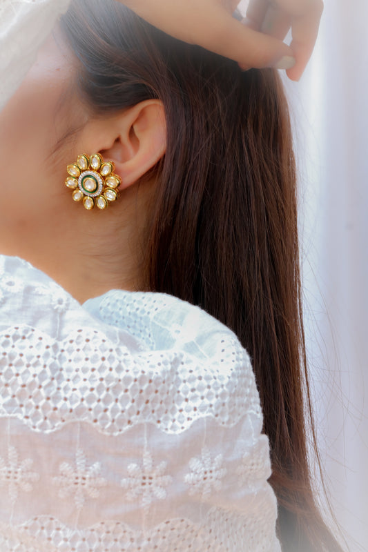 Cordelia Green Kundan Studs