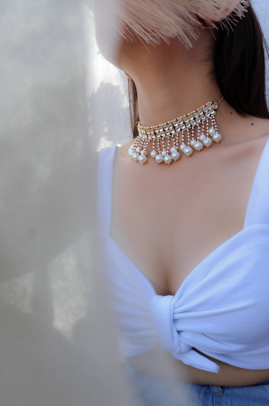 Darya Kundan Pearl Choker Necklace