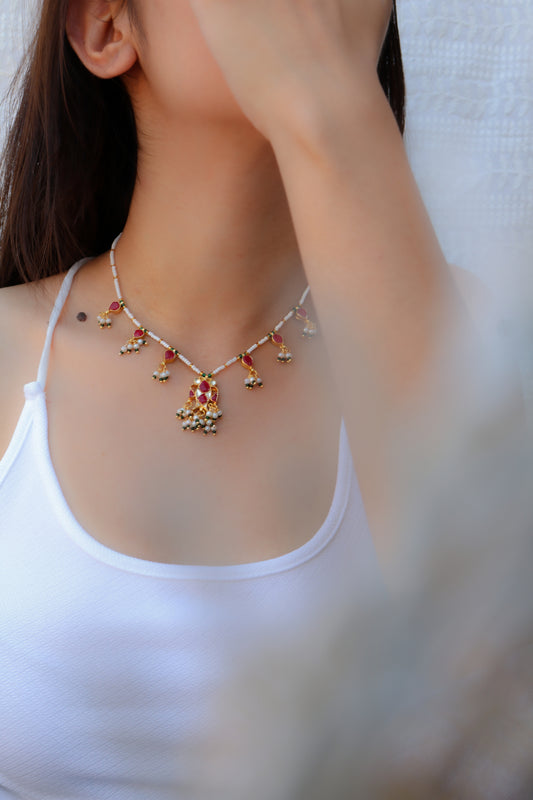 Ojhal Red Kundan Necklace