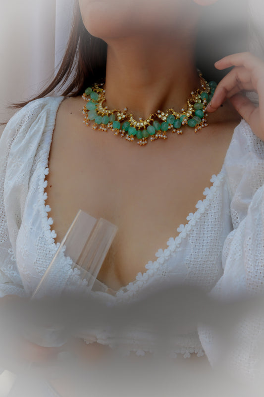 Noshin Mint Kundan Necklace