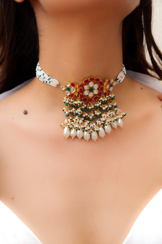 Greta Green Kundan Choker Necklace