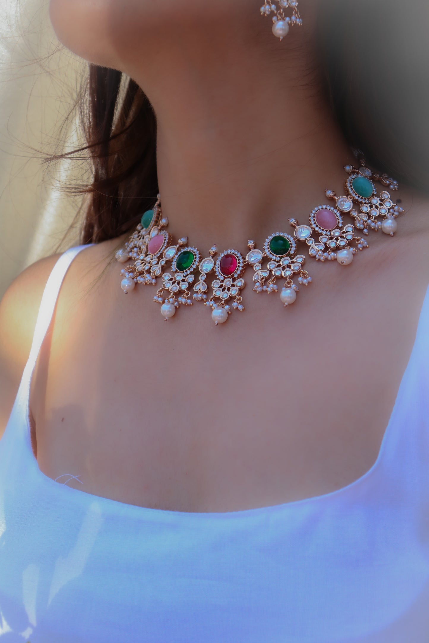 Fateha Multicolored Polki Necklace Set