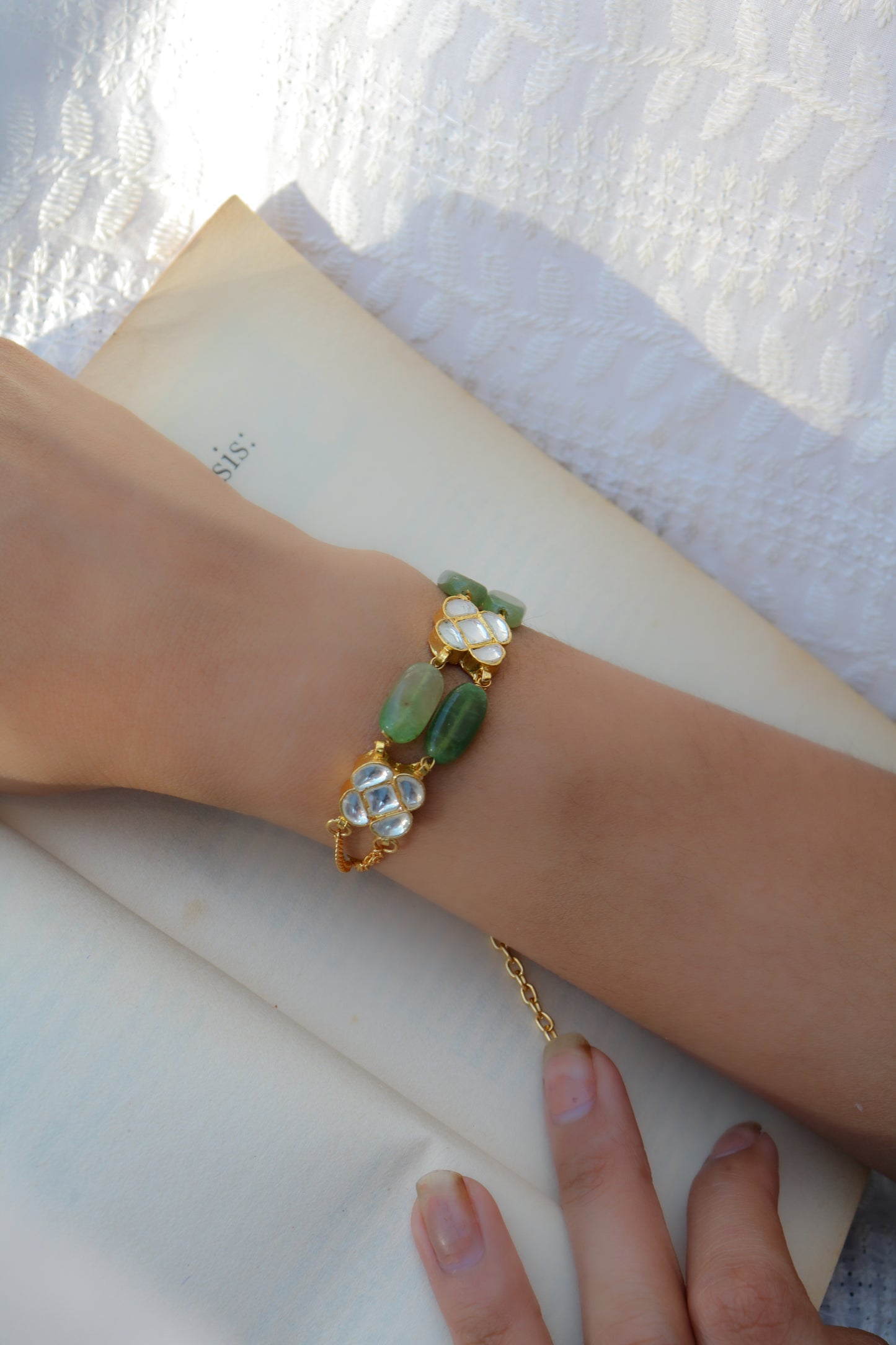 Sumisha Kundan Green Bracelet