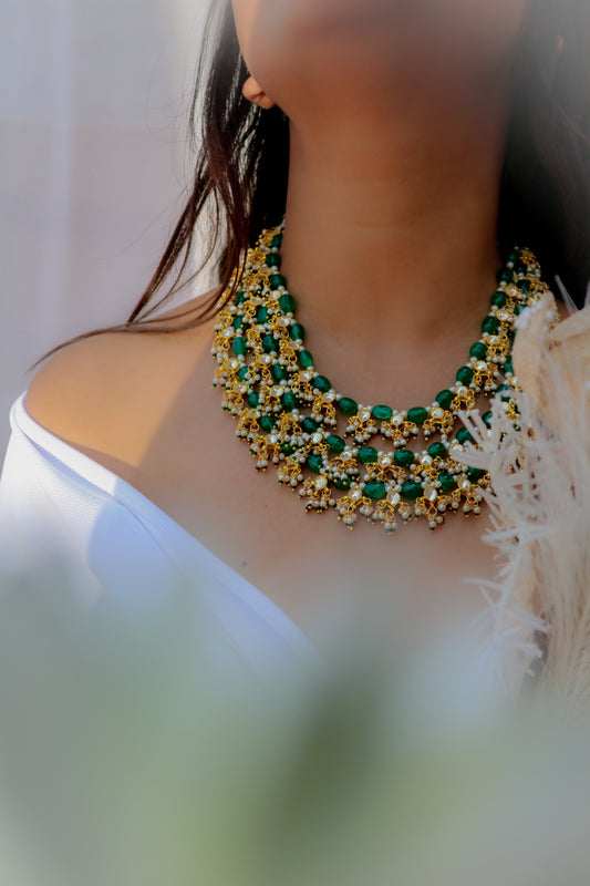 Saisha Green Multilayered Necklace