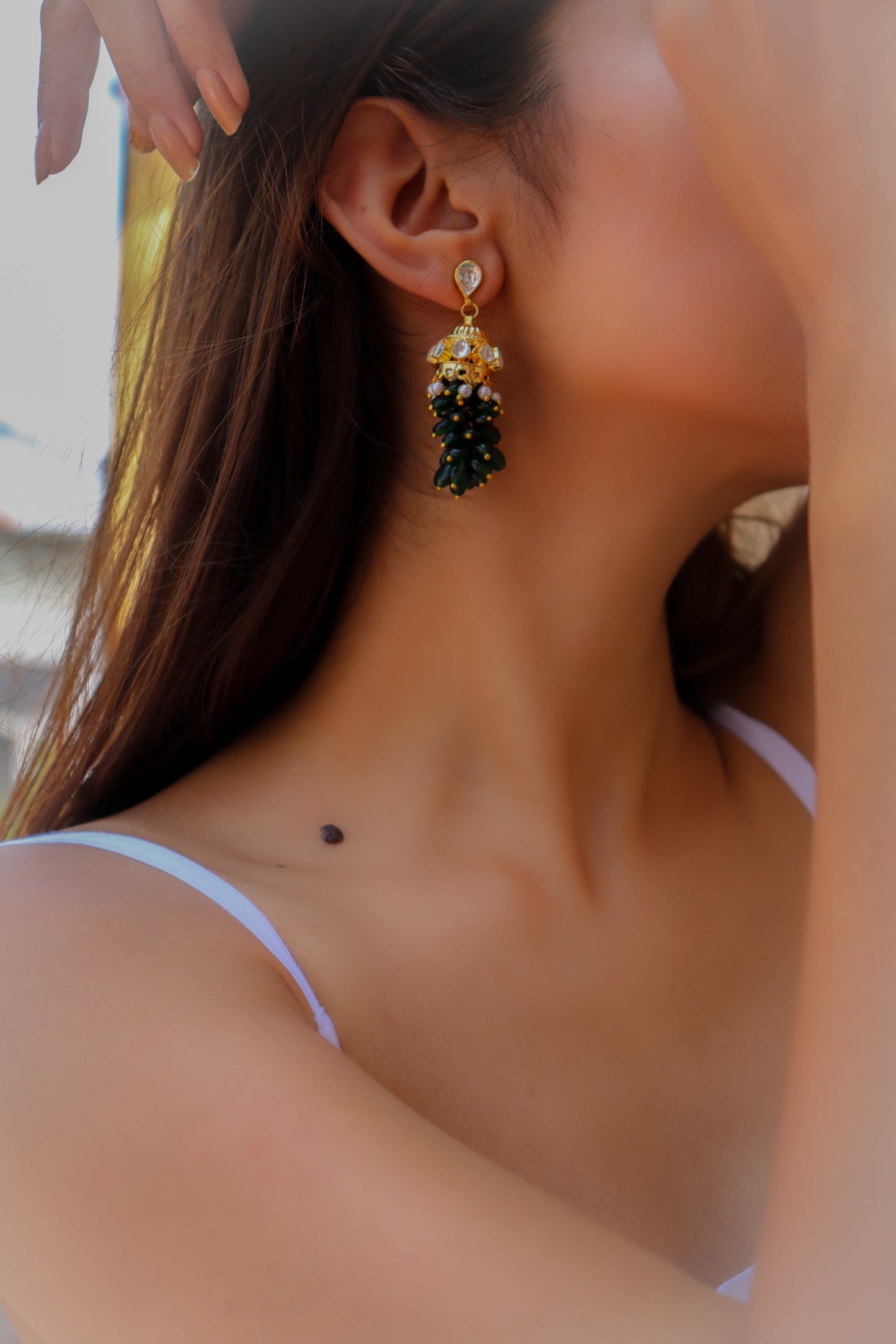 Ullina Green Jhumka Earrings