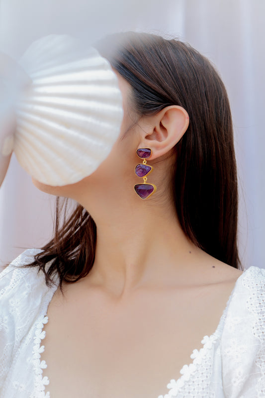 Avizeh Purple Druzy Earrings