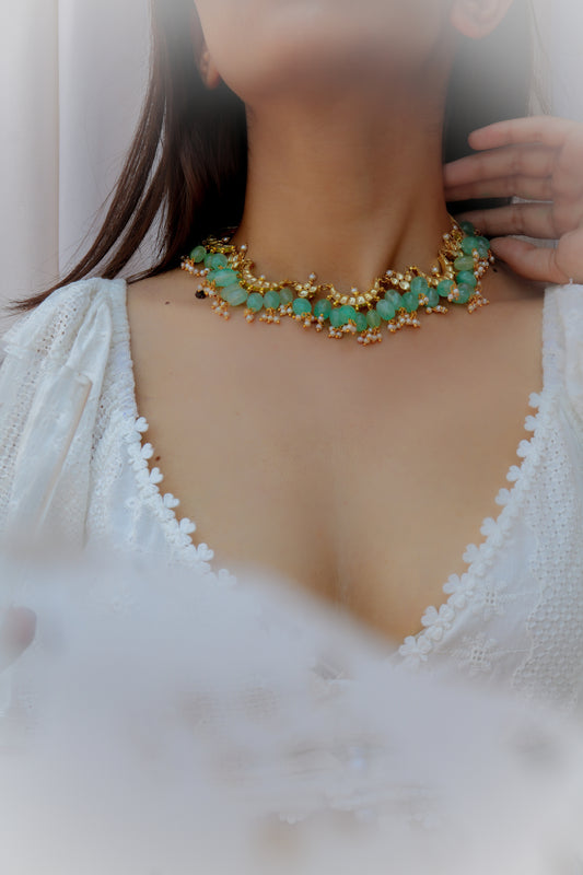 Noshin Mint Kundan Necklace