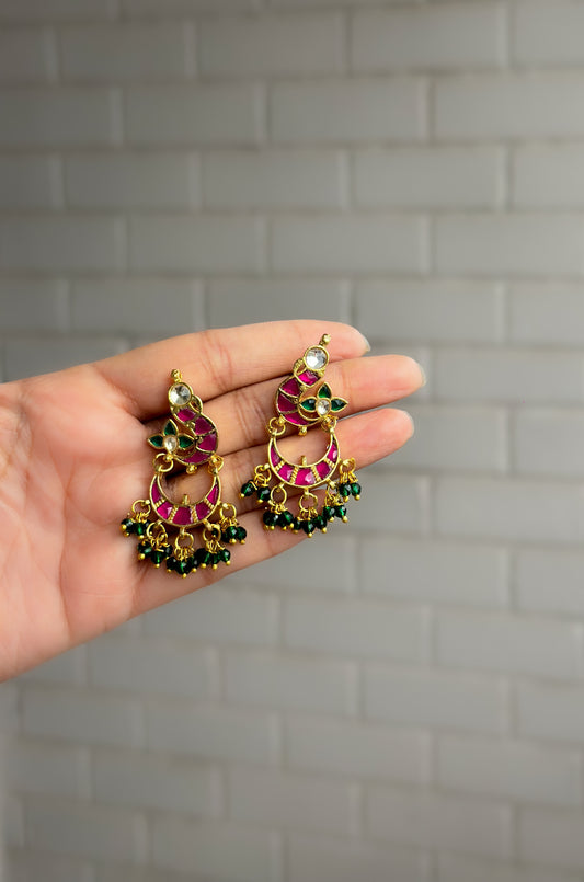 Colorful Tail Kundan Earrings