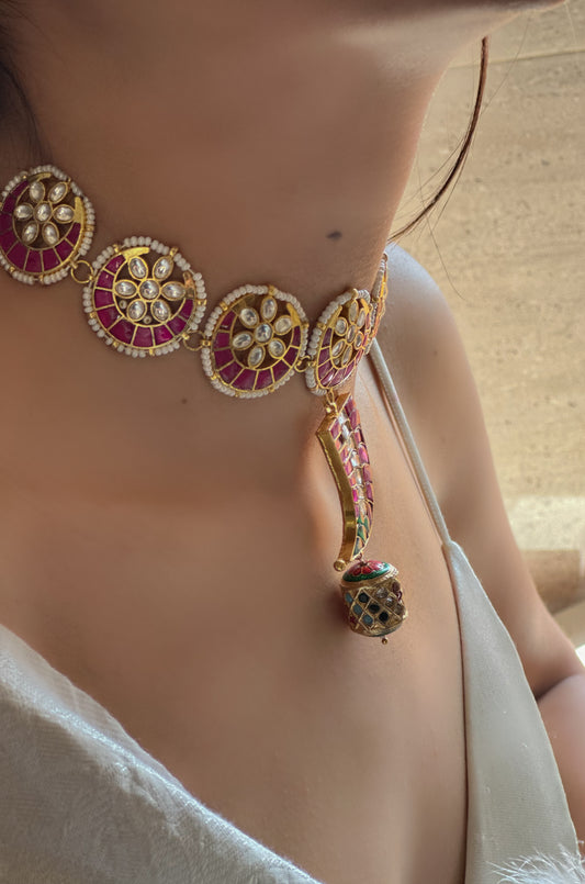 Eleanor Pink Kundan Necklace