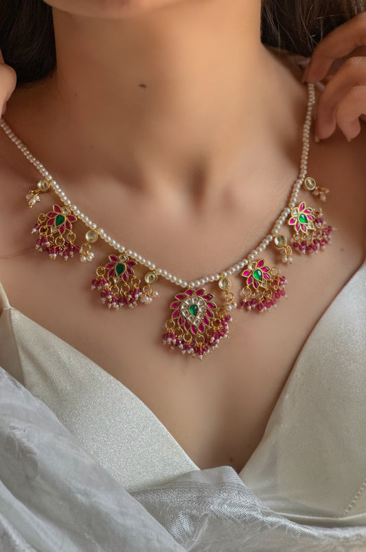 Aurora Pink Kundan Necklace