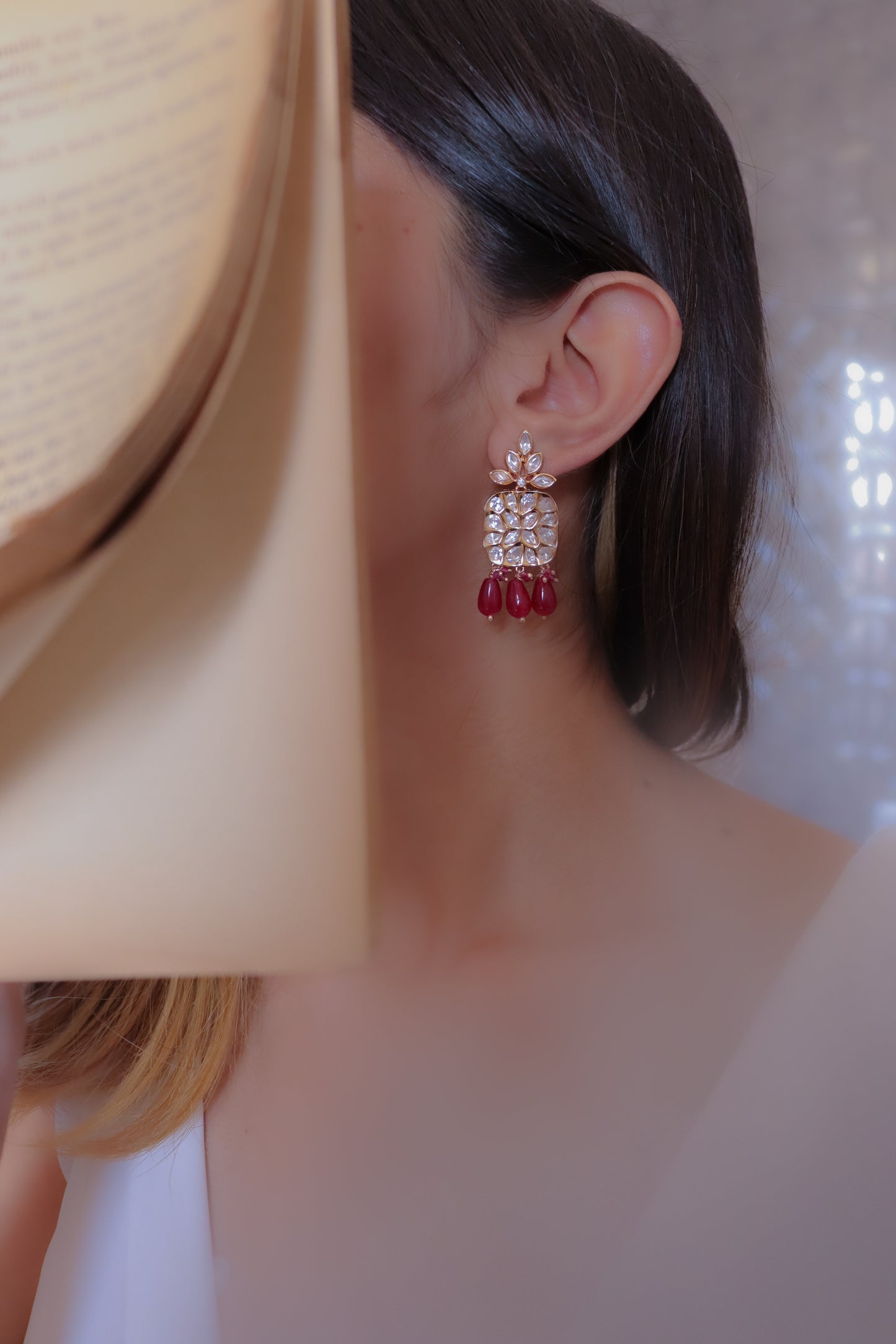Saira Red Kundan Earrings