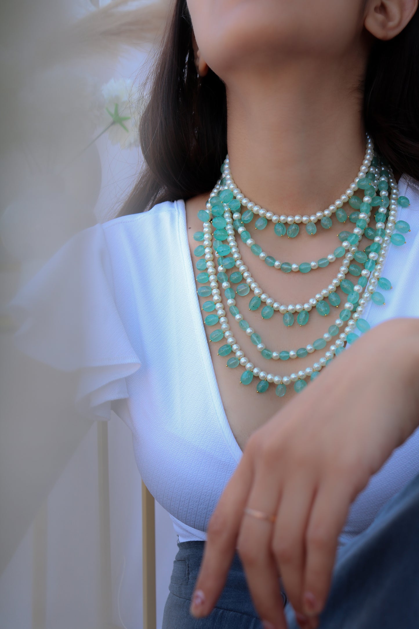 Juna Pearl Mint Multilayered Necklace