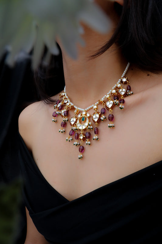 Rifah Kundan Pearls Necklace