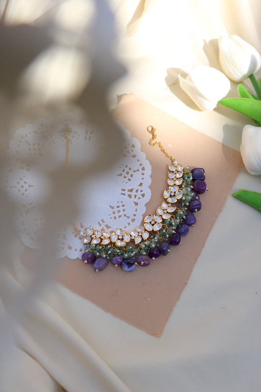 Plum Ivy Purple  Kundan Necklace