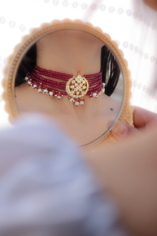 Driya Kundan Red Choker Necklace