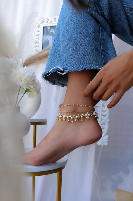 Alka Pearls Anklet - Pair of 2