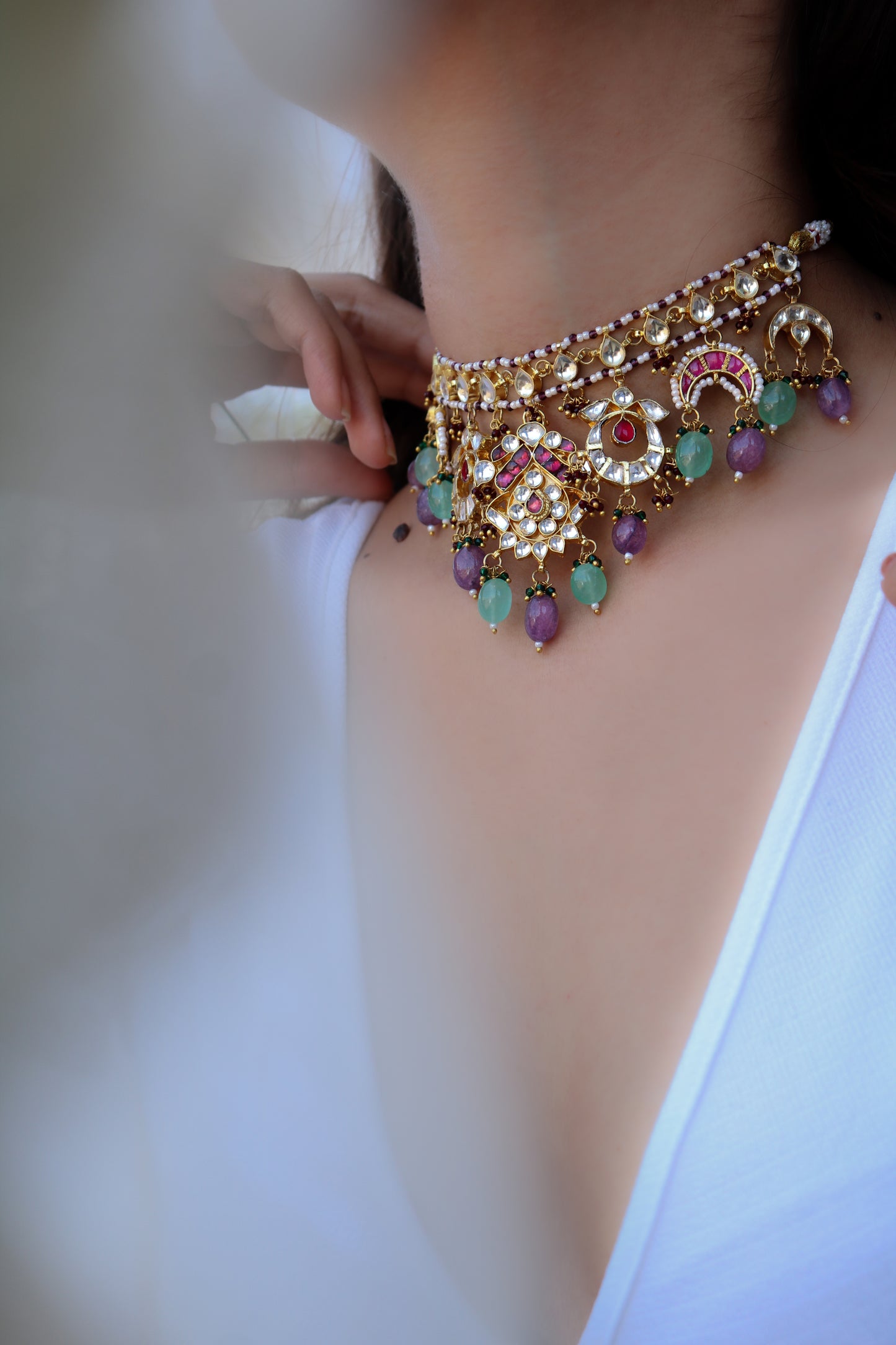 Vabasta Multicolored Kundan Choker Necklace