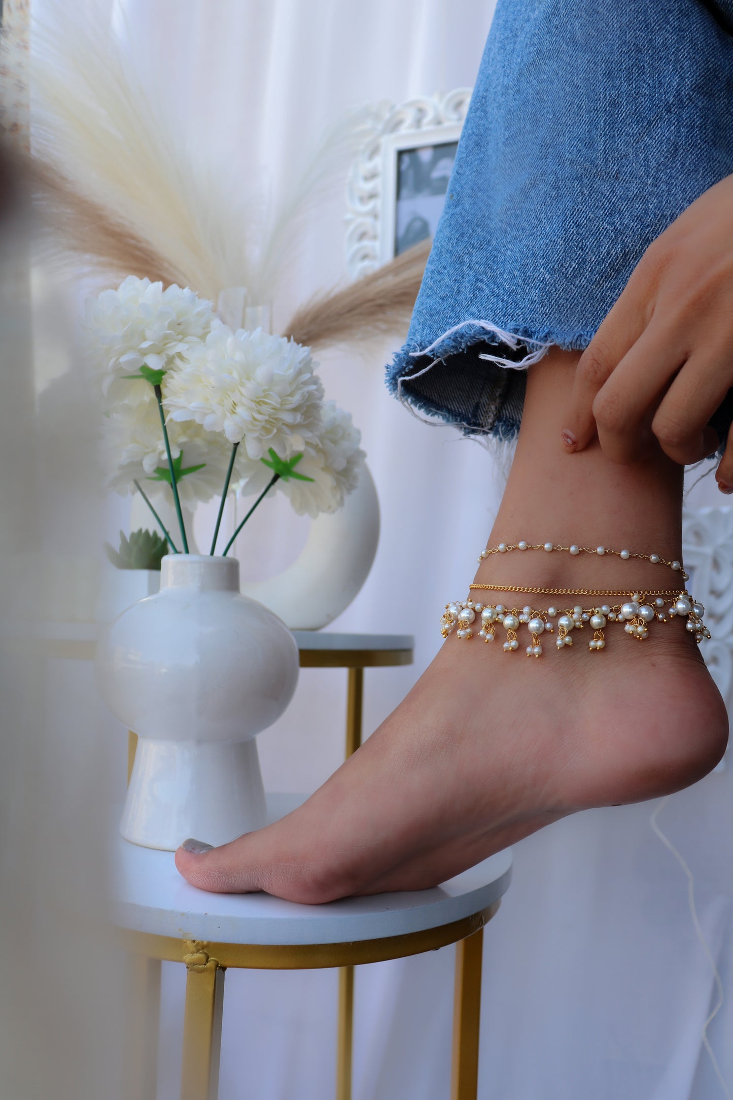Alka Pearls Anklet - Pair of 2
